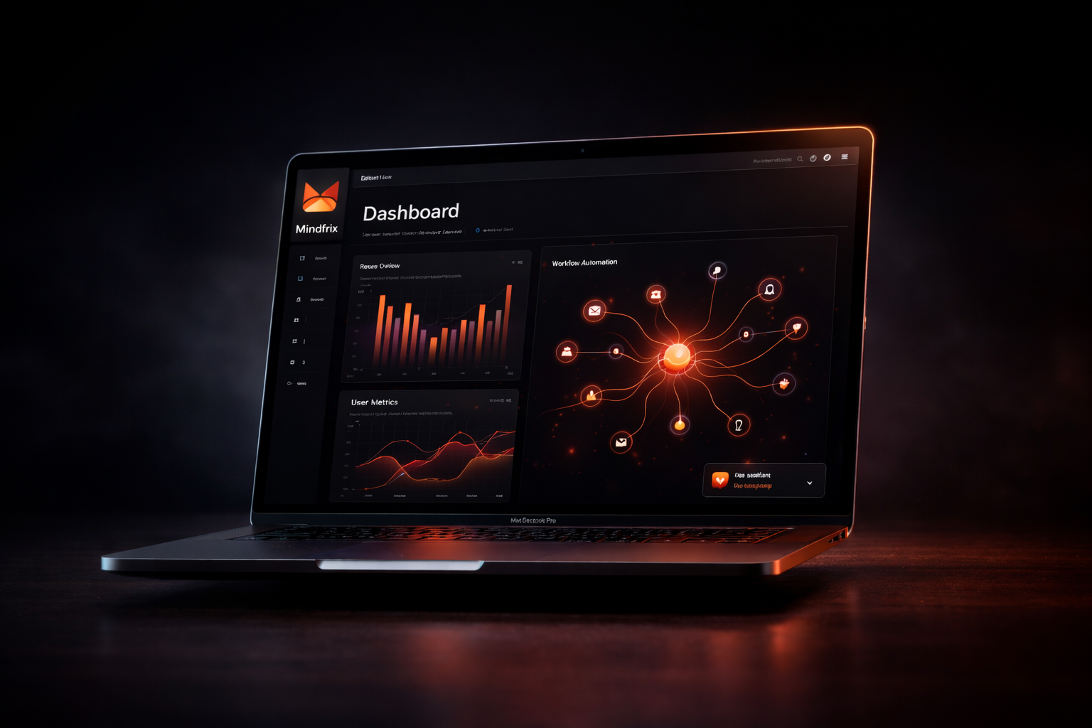 Custom business dashboard with AI chatbot integration and automated workflow connections — built by MindFrix